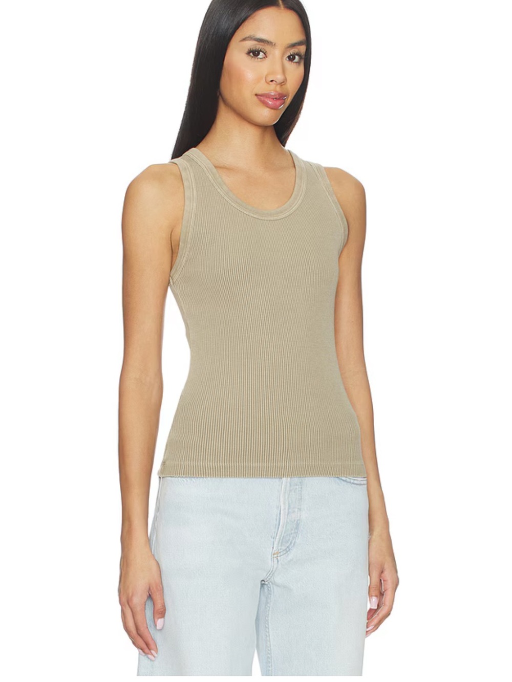 Agolde Ribbed Tank Top in Mist